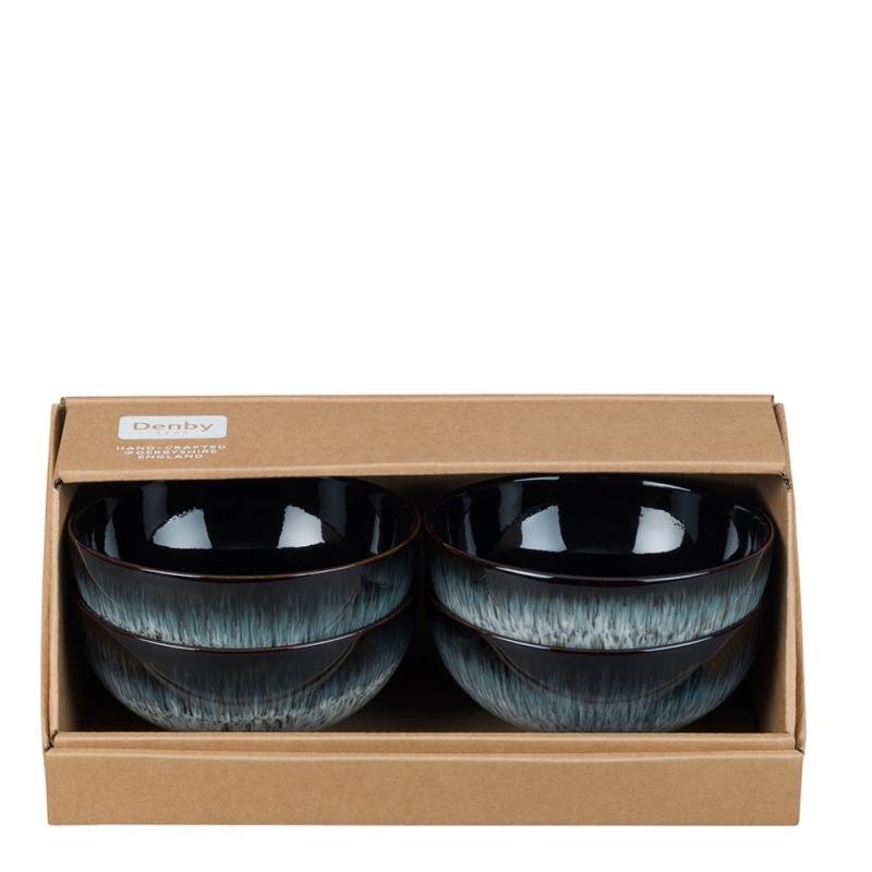 Denby Halo Skål 13 cm 4-pack Blå-svart