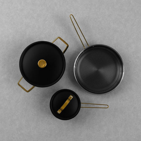 Vargen & Thor Arvet 2 Modell XB, Mio & Viggo Grytset 3 delar 1L/4L 28 cm svart/mässing