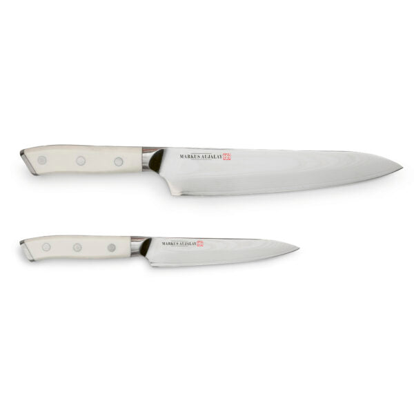 Markus Aujalay knivset Damaskus 2-delar Silver