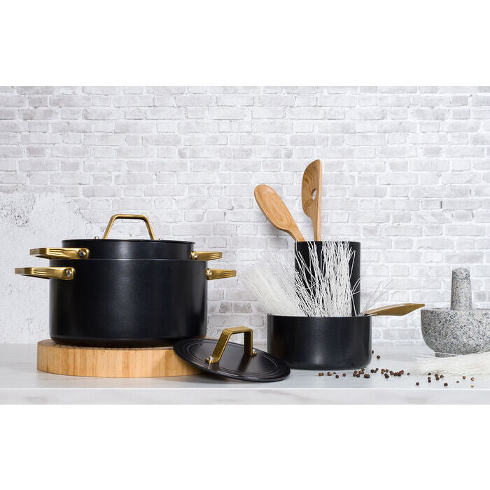 Modern House Grytset 3 Delar Svart / Guld