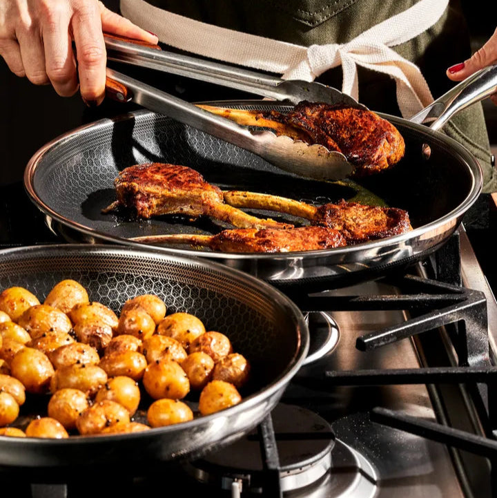 Hexclad Hybrid Stekpanna + Wok Set 7 delar Silver/Svart