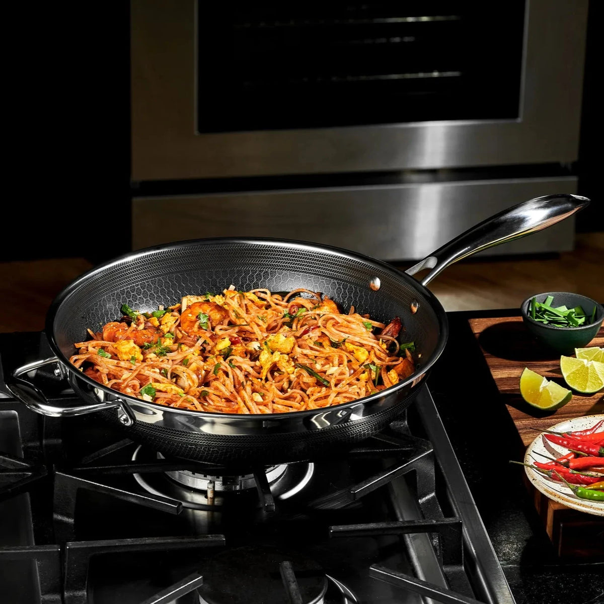 Hexclad Hybrid Stekpanna + Wok Set 7 delar Silver/Svart
