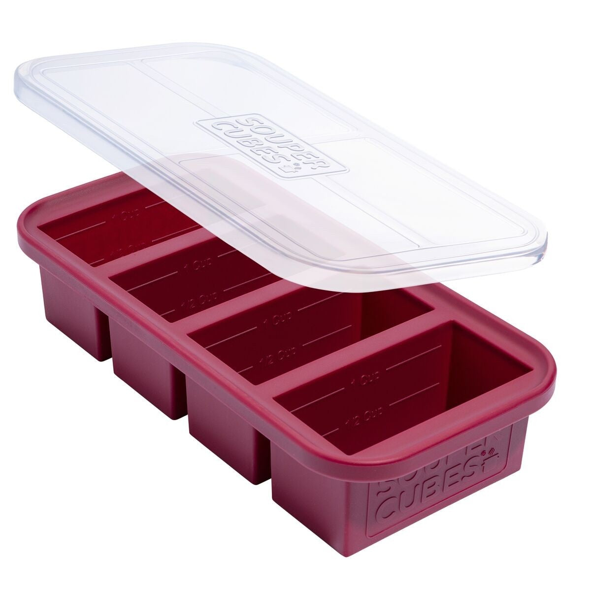 Souper Cubes Frysform i Silikon med Lock 4x250 ml Cranberry