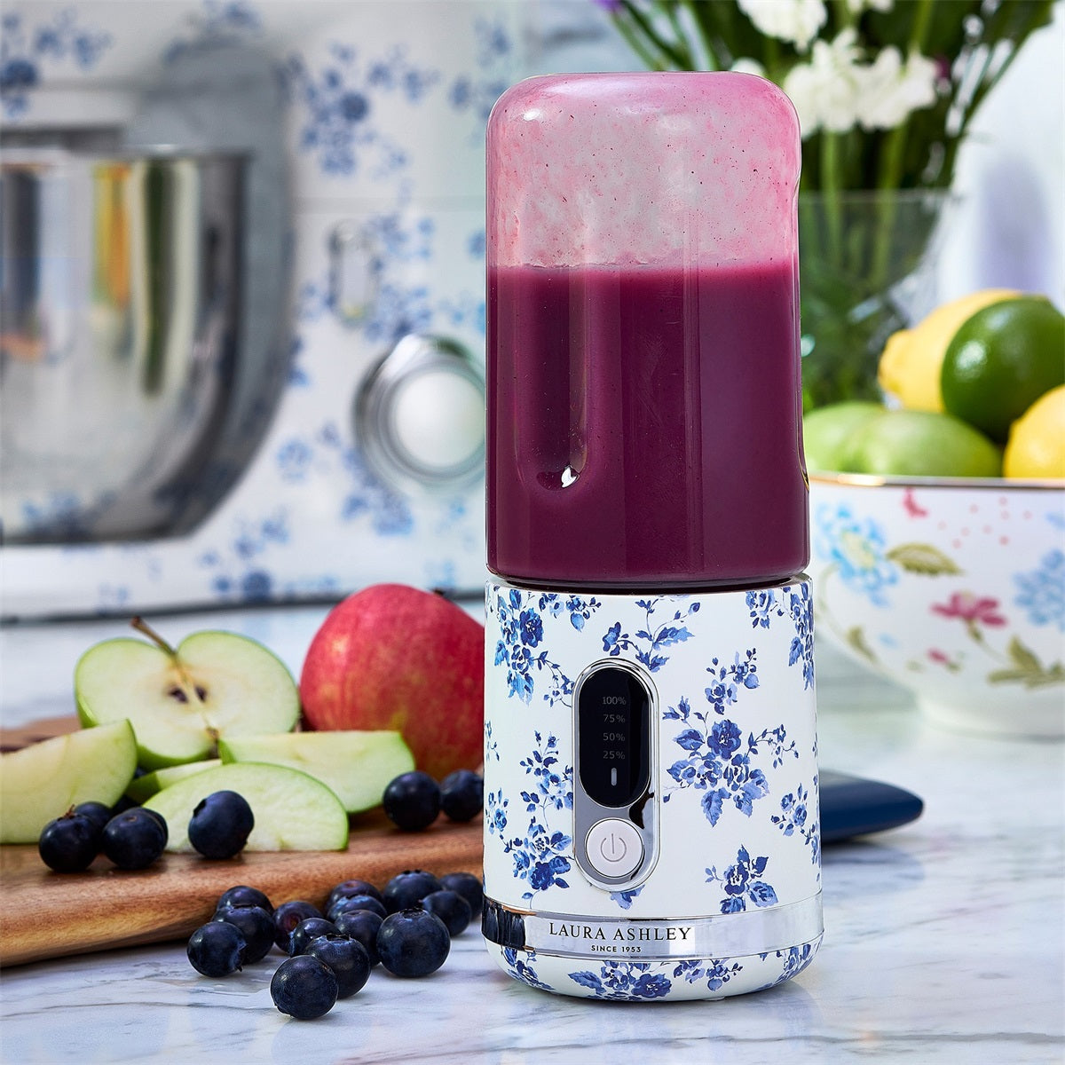 Laura Ashley Bärbar smoothieblender 45 cl China Rose blå/vit