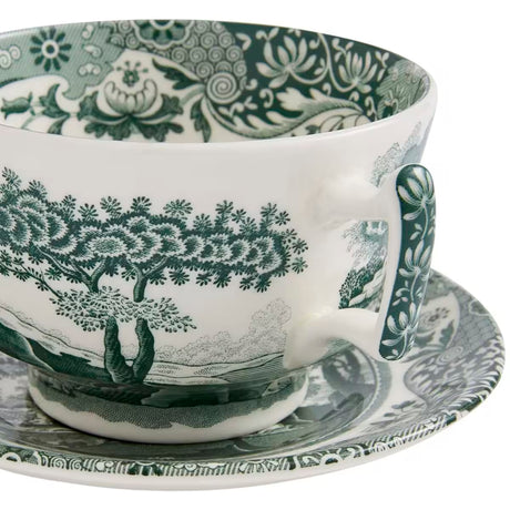 Spode Heritage Green Italian frukostkopp + fat 28 cl grön/vit