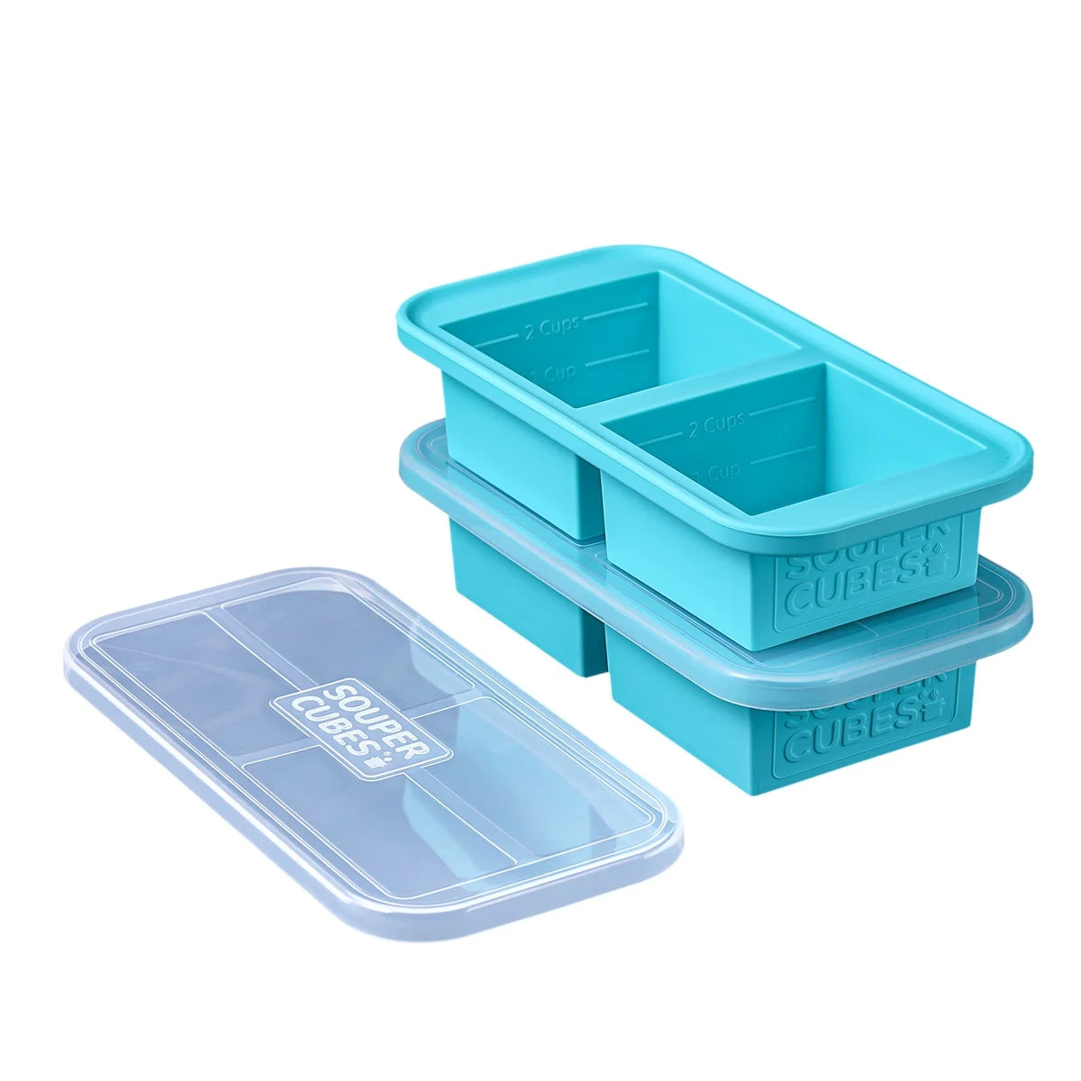 Souper Cubes Frysform i Silikon med Lock 2x500 ml 2-pack Blå