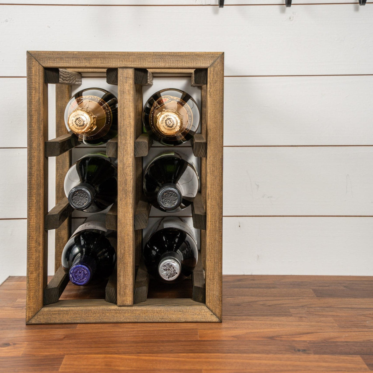 Swedish Wine Rack Furu Vinställ 6 flaskor mörkbrun
