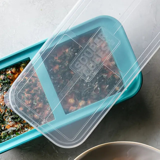 Souper Cubes Frysform i Silikon med Lock 2x500 ml Blå
