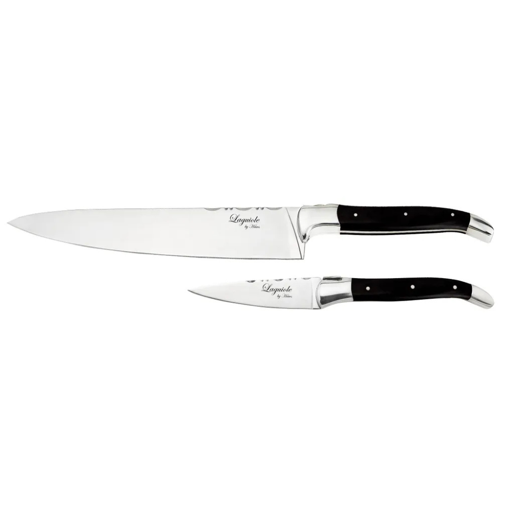 Laguiole By Hâws knivset 2 delar skalkniv & kockkniv svart