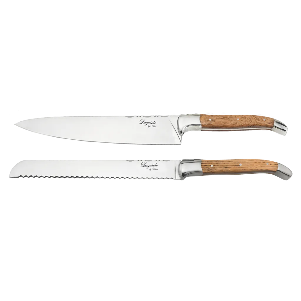 Laguiole By Hâws knivset 2 delar kockkniv & brödkniv Ekträ