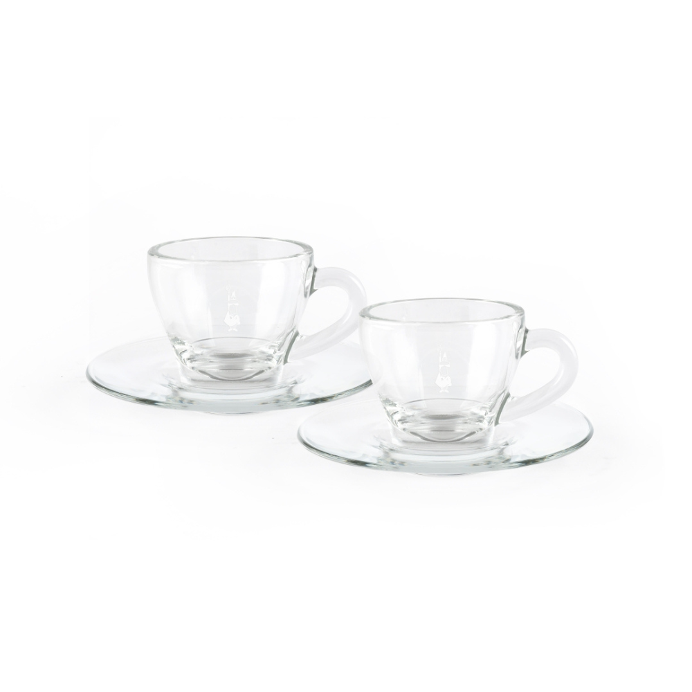 Bialetti Vetro Espressokopp Med fat 2-pack 9 cl glas
