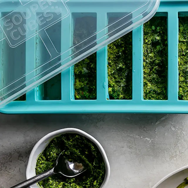 Souper Cubes Frysform i Silikon med Lock 6x125 ml Blå