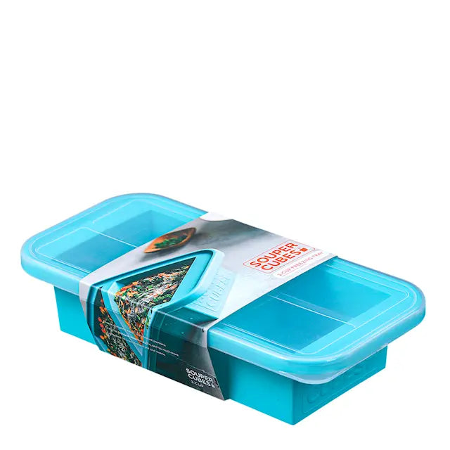Souper Cubes Frysform i Silikon med Lock 2x500 ml Blå