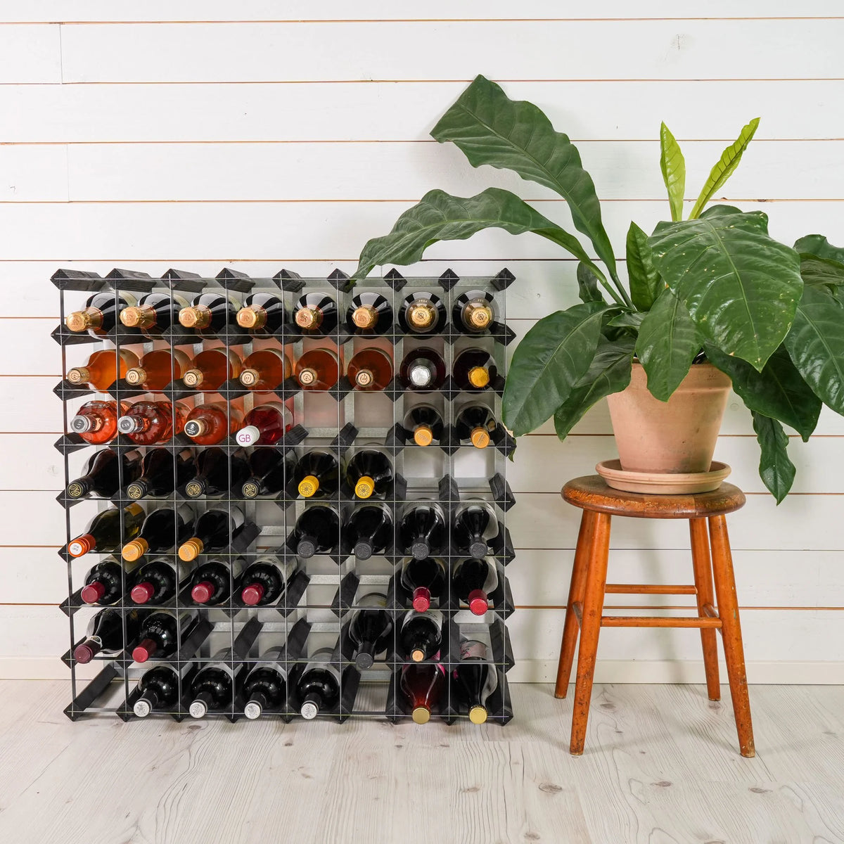 Traditional Wine Rack Vinställ Påbyggnadsbart 72 Flaskor Black Ash