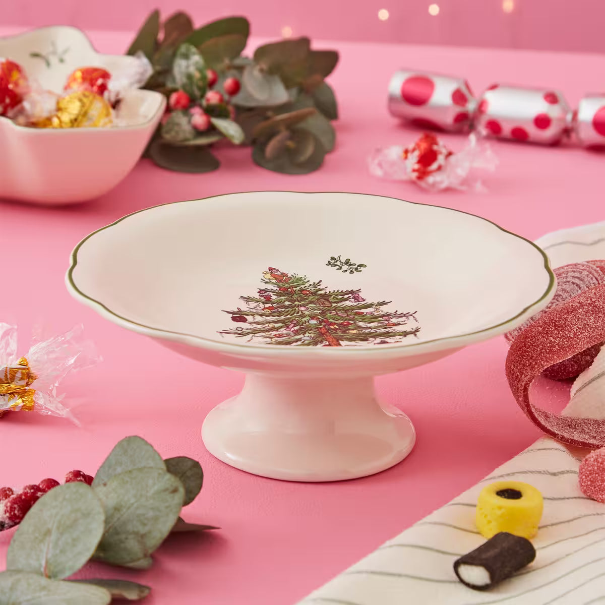 Spode Christmas Tree godisskål på fot