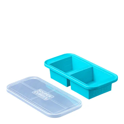 Souper Cubes Frysform i Silikon med Lock 2x500 ml Blå
