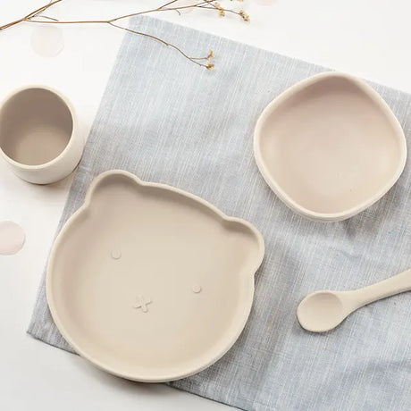 Modern House Chic kids barnservis 4 delar silikon creme