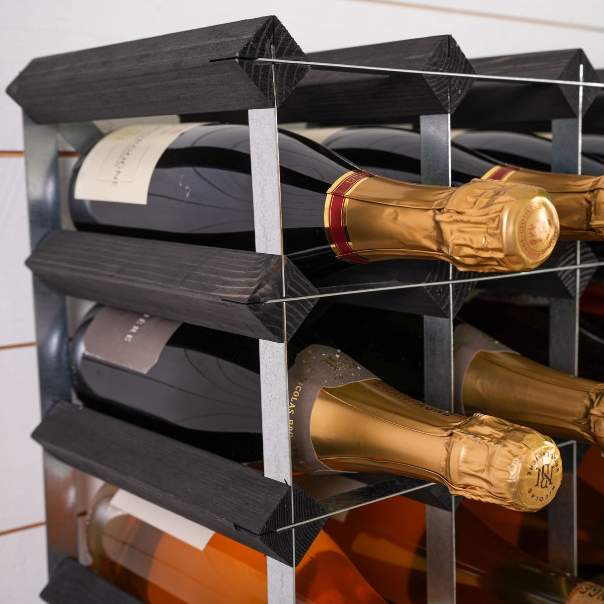 Traditional wine rack Vinställ Påbyggnadsbart 15 Flaskor Black Ash