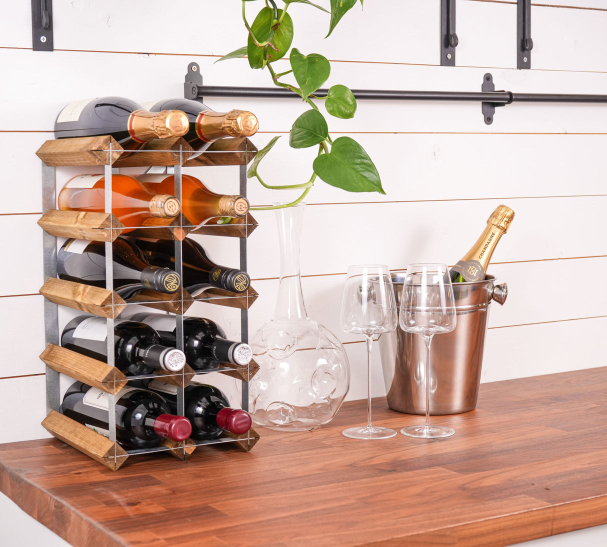 Traditional wine rack Vinställ Påbyggnadsbart 12 Flaskor Light oak
