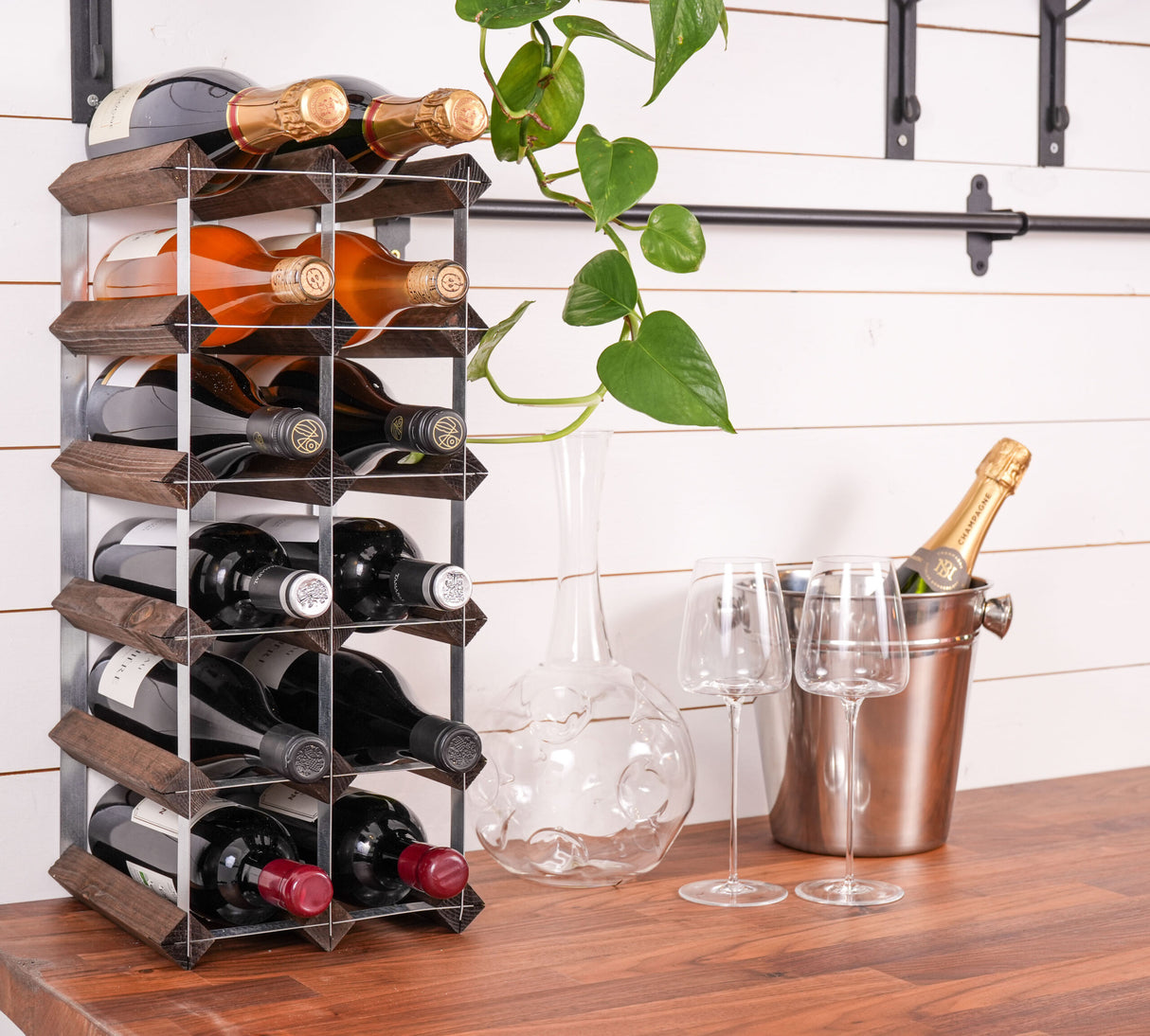 Traditional wine rack Vinställ Påbyggnadsbart 15 Flaskor Dark oak