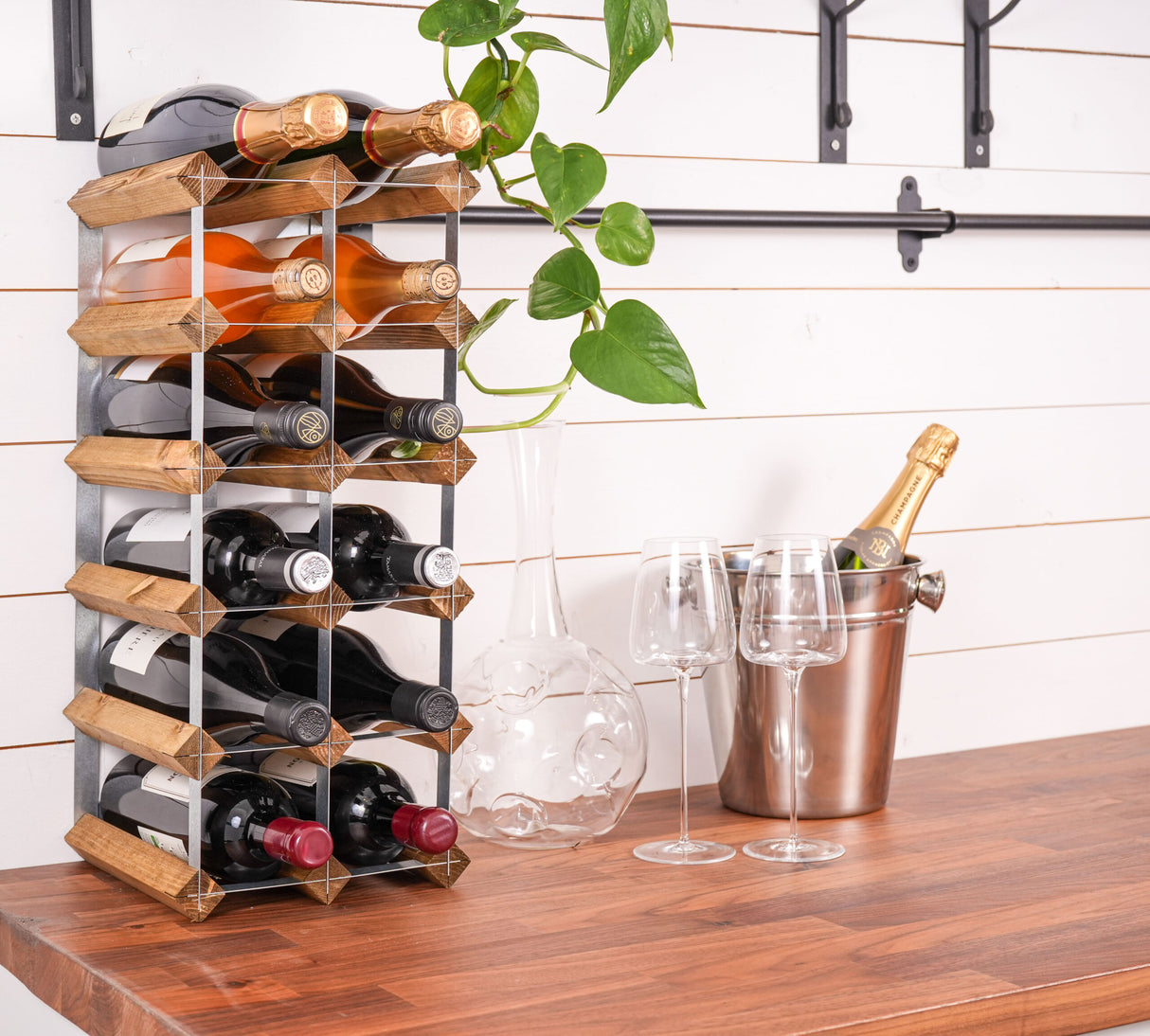 Traditional wine rack Vinställ Påbyggnadsbart 15 Flaskor Light oak
