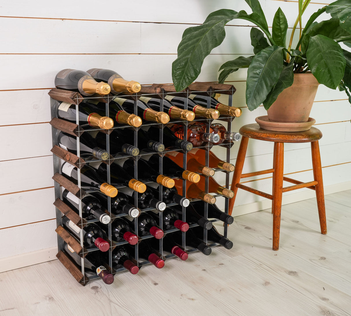 Traditional Wine Rack Vinställ Dark Oak 42 Flaskor