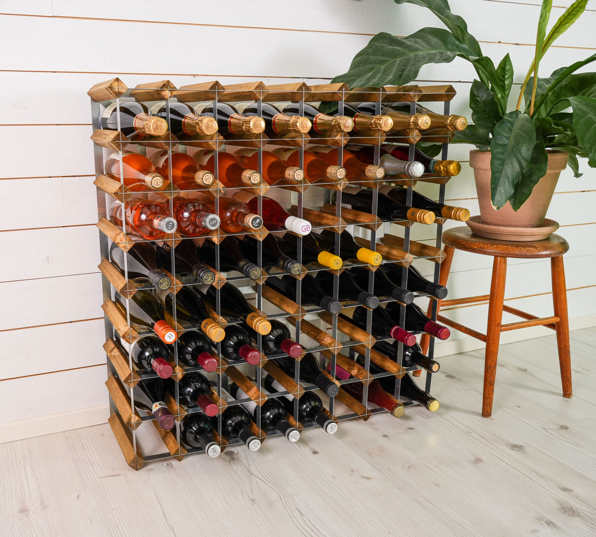 Traditional Wine Rack Vinställ Påbyggnadsbart 72 Flaskor Light Oak