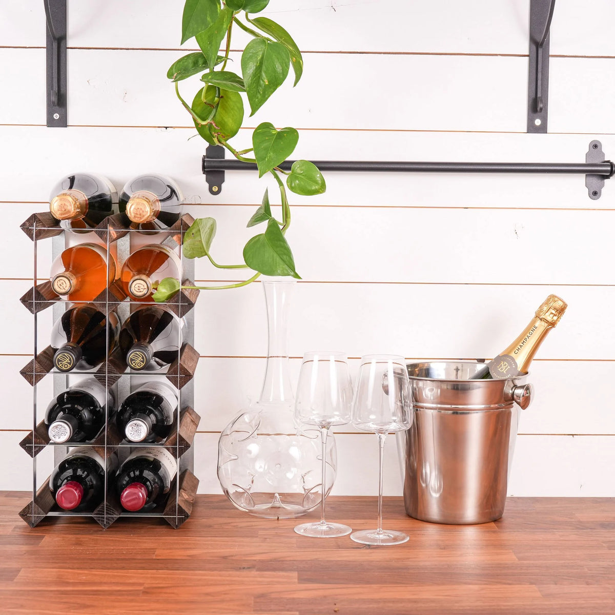 Traditional wine rack Vinställ Påbyggnadsbart 12 Flaskor Dark oak