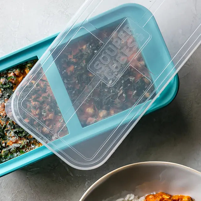 Souper Cubes Frysform i Silikon med Lock 2x500 ml 2-pack Blå