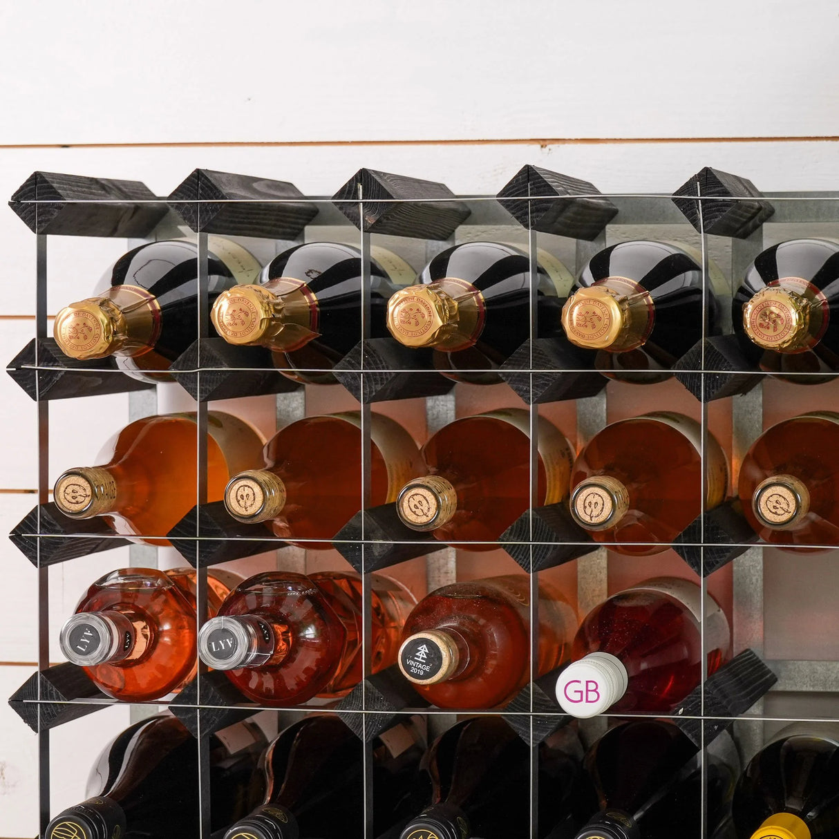 Traditional Wine Rack Vinställ Påbyggnadsbart 72 Flaskor Black Ash