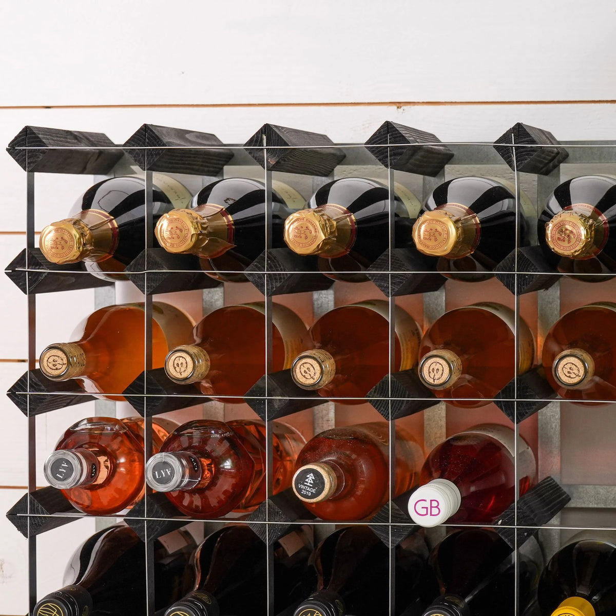 Traditional wine rack Vinställ Påbyggnadsbart 30 Flaskor Black Ash