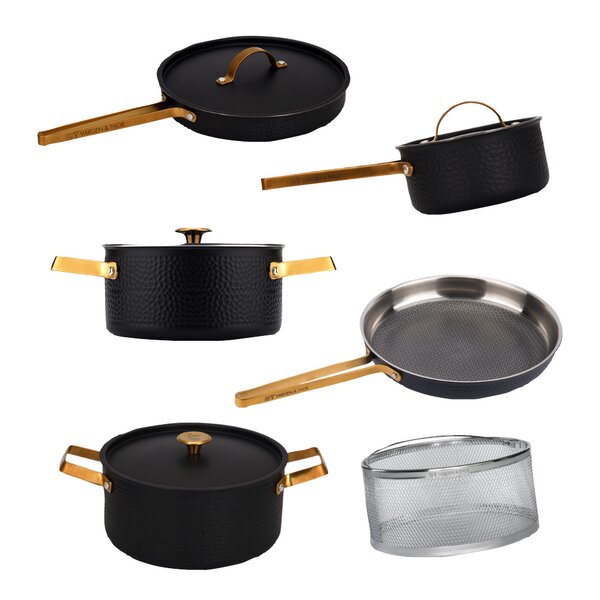 Vargen & Thor Arvet XL grytset 6 delar svart/mässing