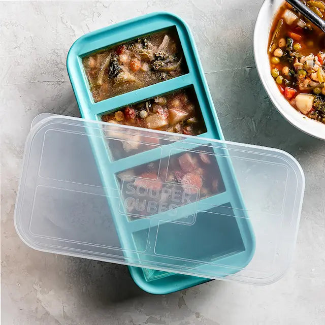 Souper Cubes Frysform i Silikon med Lock 4x250 ml Blå