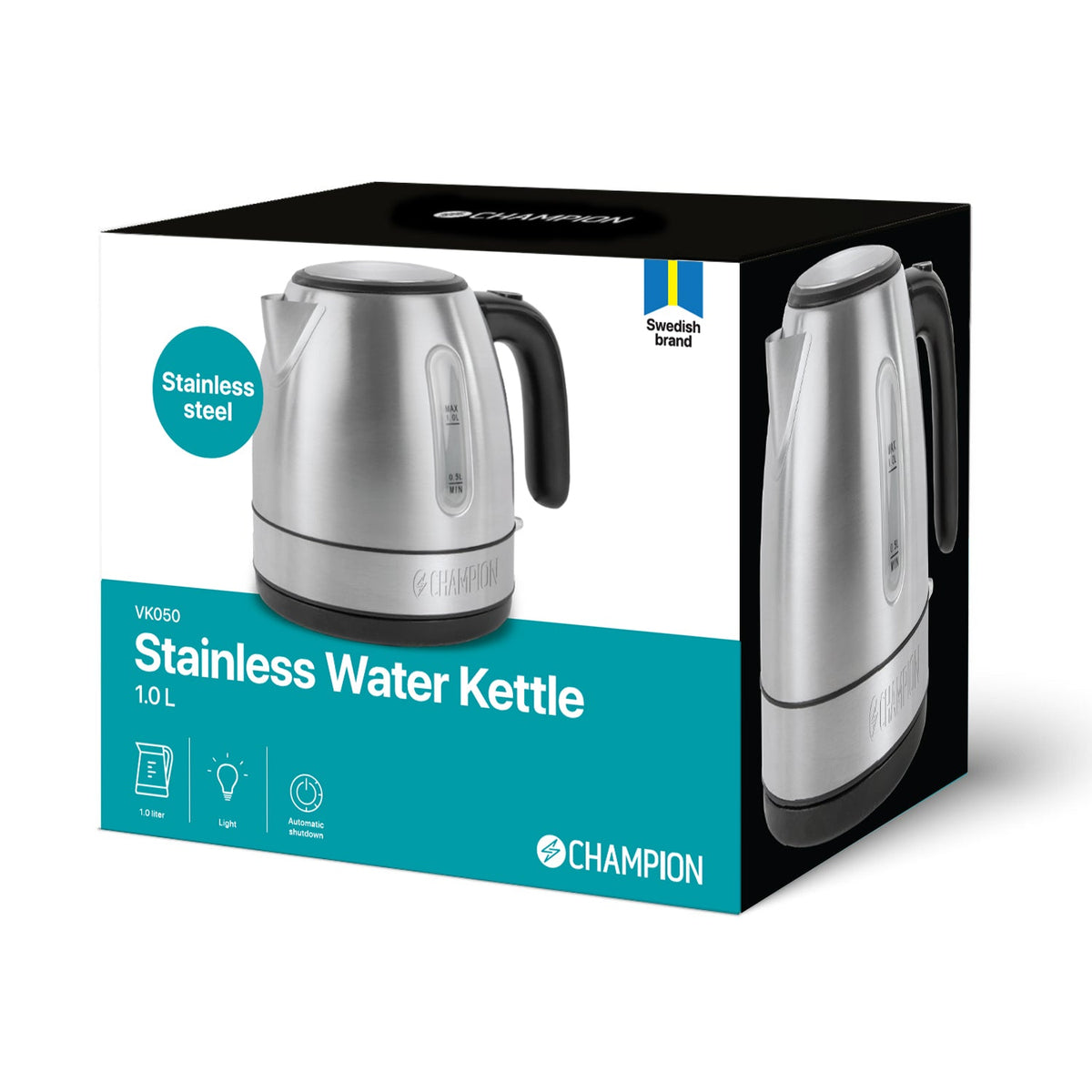 Champion Vattenkokare 1,0L Rostfri - Kockensval