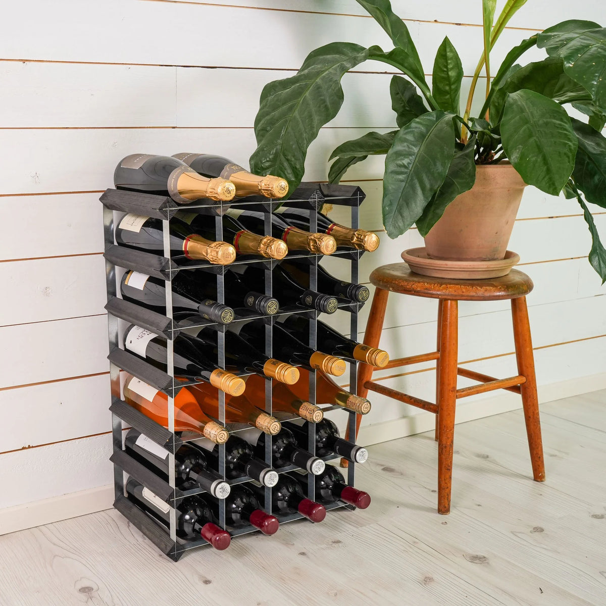 Traditional wine rack Vinställ Påbyggnadsbart 30 Flaskor Black Ash