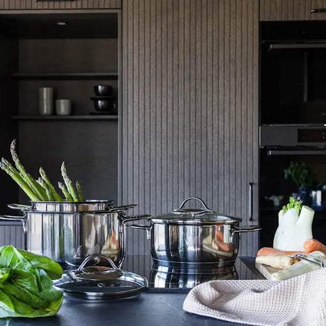 Modern House Kitchen Essentials grytset 3 delar med lock blank