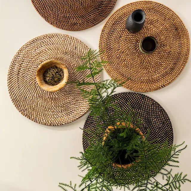 Ziczac Rattan Bordstablett 36 cm Rotting/Beige