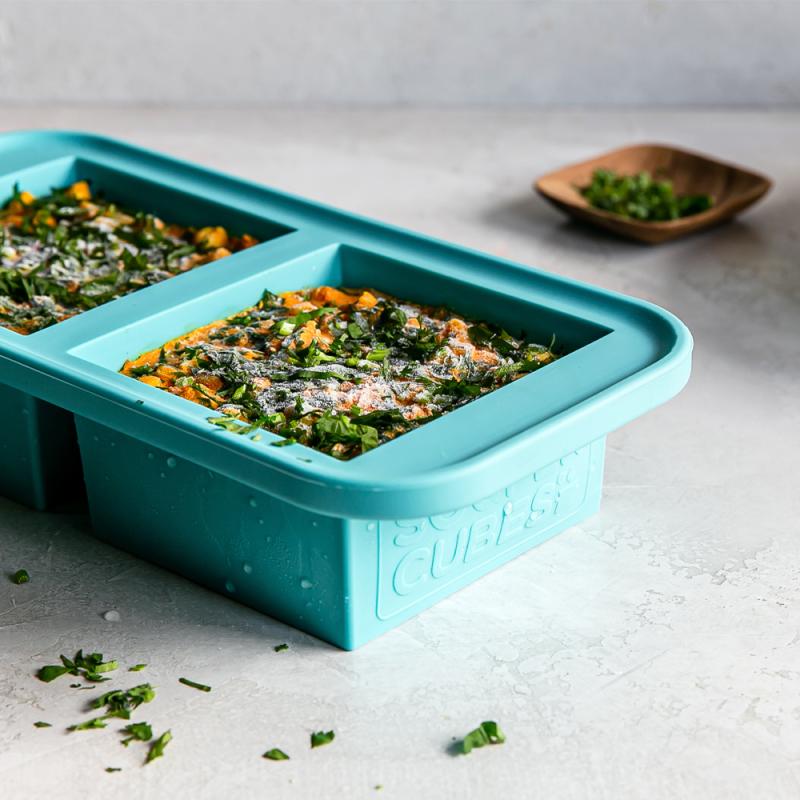 Souper Cubes Frysform i Silikon med Lock Set 4-pack Blå