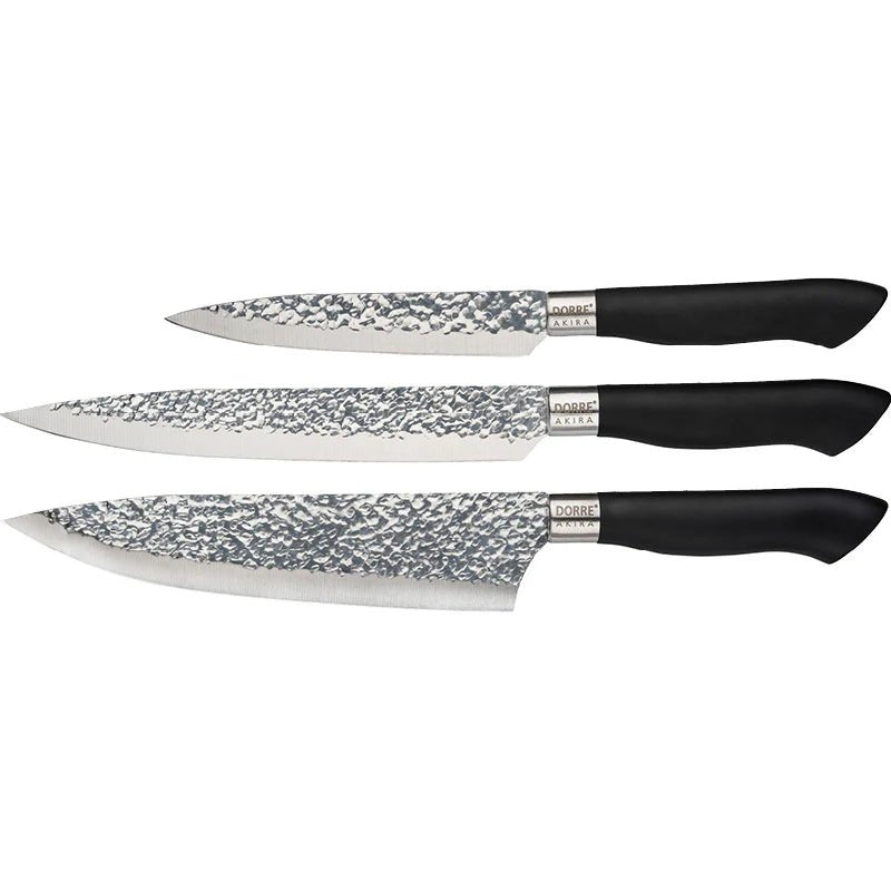Dorre Akira Knivset med Svart Handtag - 3 Professionella Knivar - Kockensval