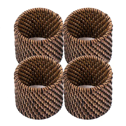 Ziczac Rattan Servettring 4,5 cm 4-pack Brun