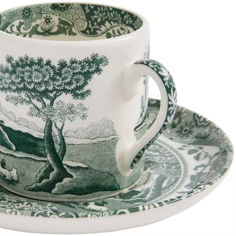 Spode Heritage Green Italian espressokopp + fat 9 cl grön/vit
