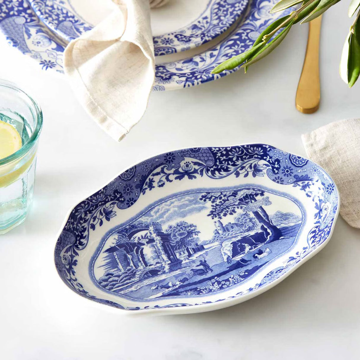 Spode Blue Italian ovalt fat 21 cm