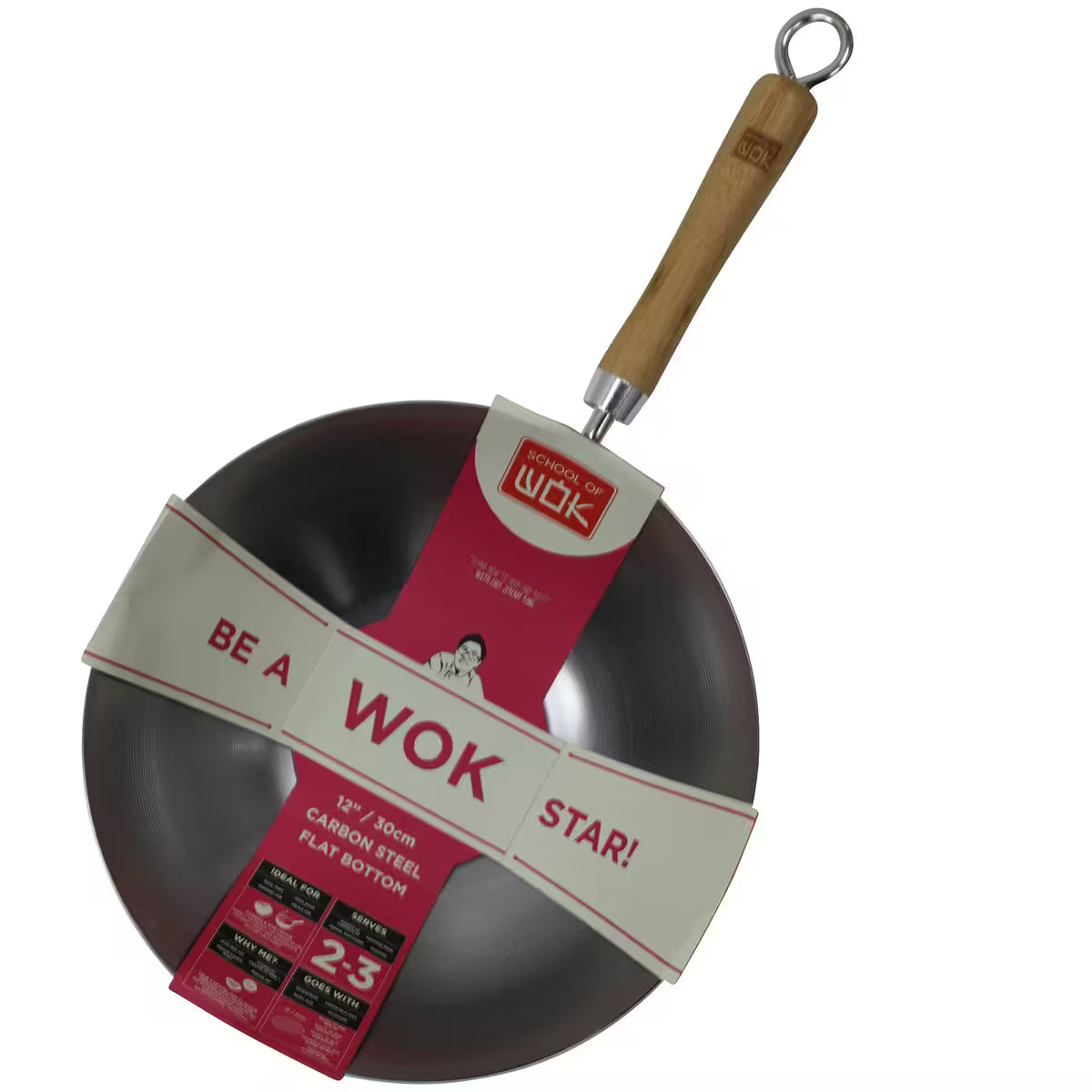 Dexam School of Wok Wokpanna 30 cm Kolstål
