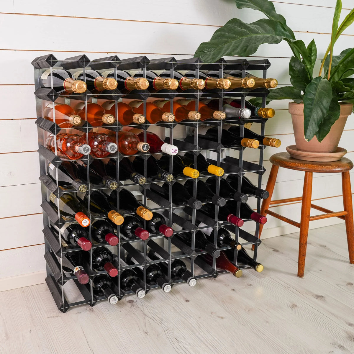 Traditional Wine Rack Vinställ Påbyggnadsbart 72 Flaskor Black Ash