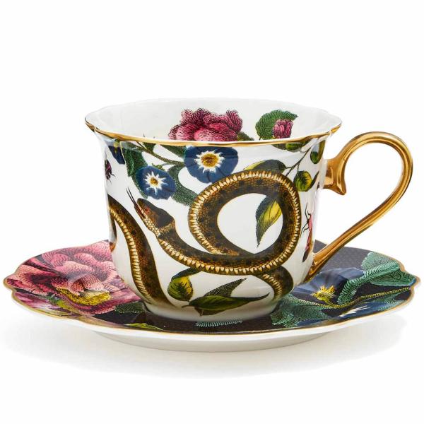 Spode Creatures of Curiosity Tekopp med fat 25 cl Snake/Black