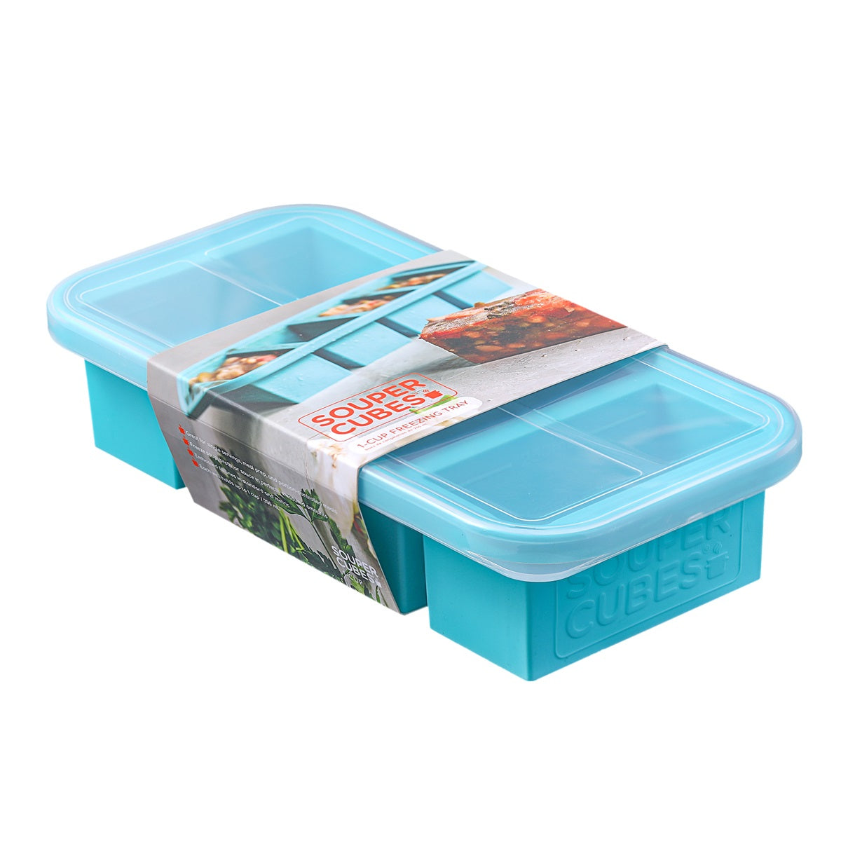 Souper Cubes Matförvaring och Lock Silikon 1-cup 4x250 ml Blå