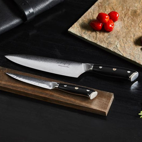 Damaskus By Haws G10 knivset 2 delar kockkniv + allkniv