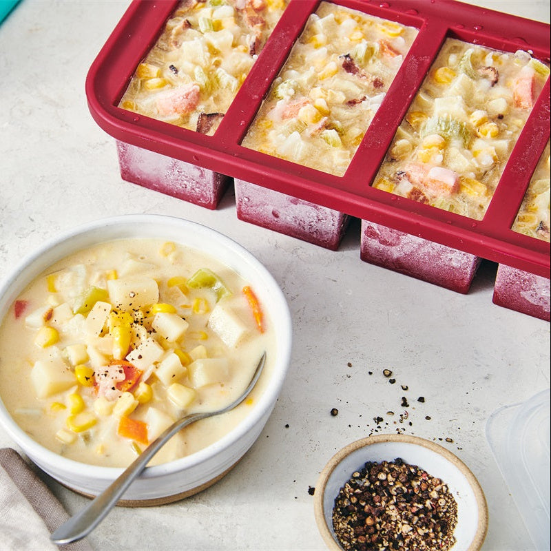 Souper Cubes Frysform i Silikon med Lock 4x250 ml Cranberry