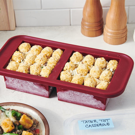 Souper Cubes Frysform i Silikon med Lock 2x500 ml cranberry