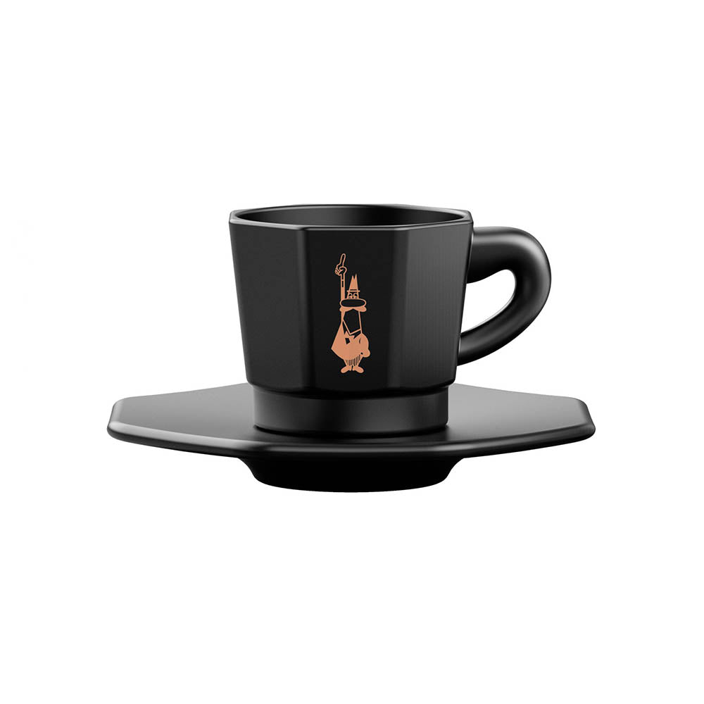 Bialetti Espressokopp Med fat 4-pack Svart 7,5 cl